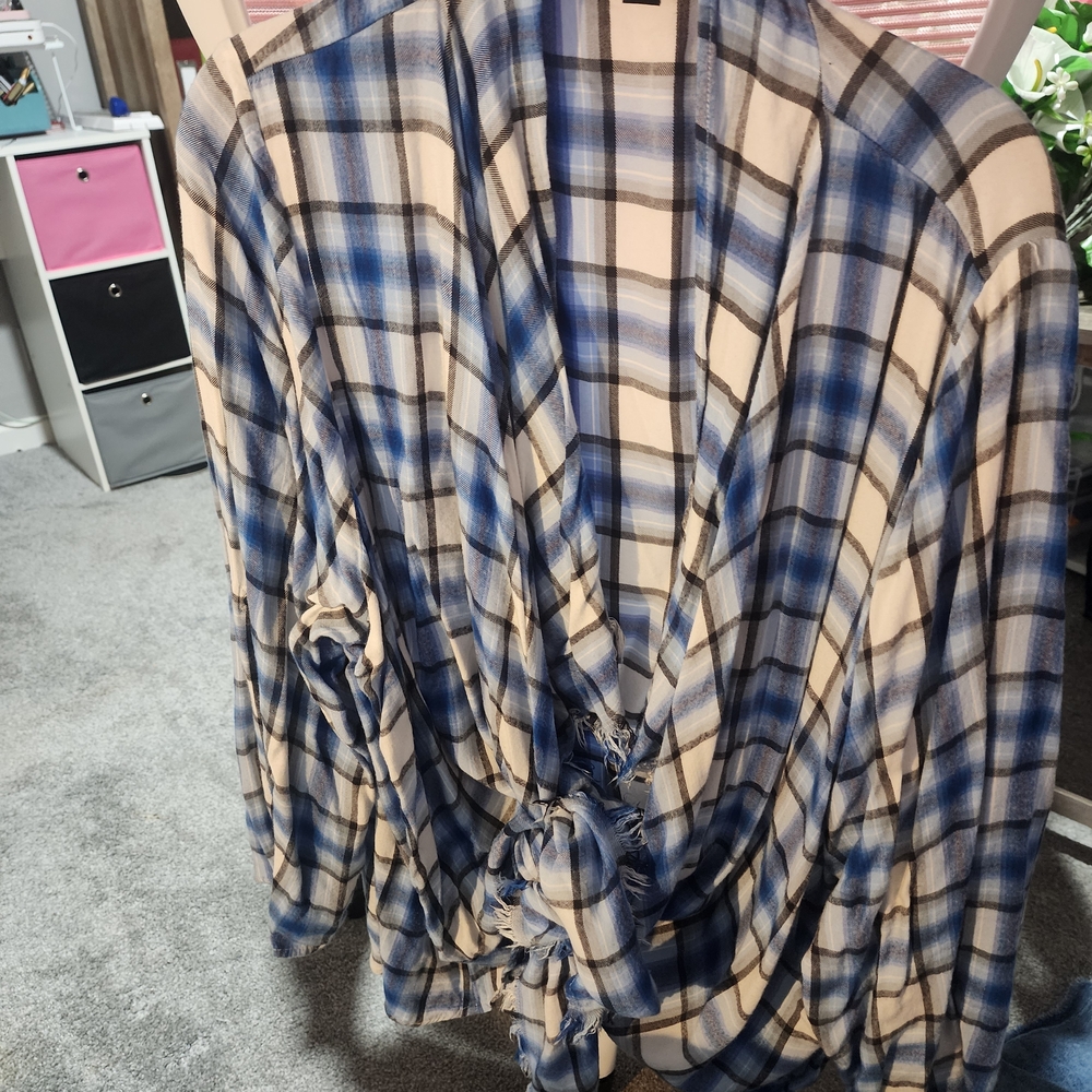 Lane Bryant Blue and White Plaid Top